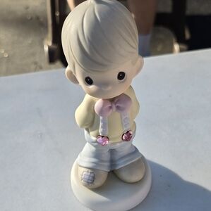 Precious Moments Porcelain Figurine with Pink Accents